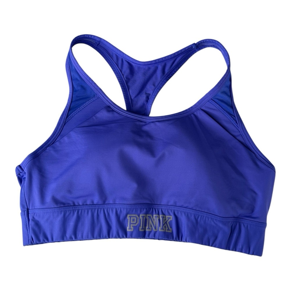 VICTORIA SPORT Racerback Pocket Blue‎ Activewear Sports Bra Women's Size L